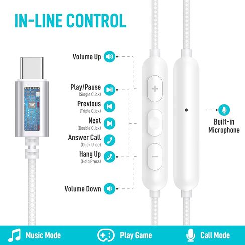 USB C Headphones Over Ear Hooks for iPhone 16 15 Pro Max Plus, Wrap Around Ear Buds with Loops Mic Type C Earphones Running Sport Wired Earbuds for Samsung Galaxy S24 Ultra S23 Fe S22 A35 Pixel 8 7 in Kuwait