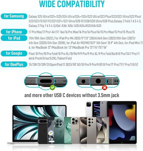 USB C Headphones Over Ear Hooks for iPhone 16 15 Pro Max Plus, Wrap Around Ear Buds with Loops Mic Type C Earphones Running Sport Wired Earbuds for Samsung Galaxy S24 Ultra S23 Fe S22 A35 Pixel 8 7 in Kuwait