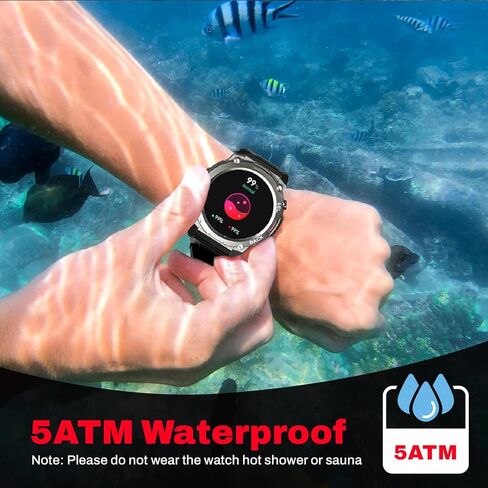 ساعة ذكية، ساعة ذكية مقاس 2 بوصة لهواتف Android، ساعة ذكية متينة مقاومة للماء حتى 100 متر مع مكالمة بلوتوث (الرد/الاتصال الهاتفي) عمر بطارية طويل جدًا، أكثر من 100 وضع رياضي لتتبع الأنشطة in Kuwait