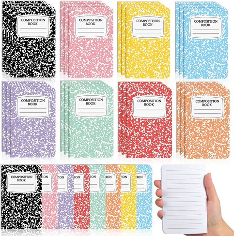 24 Pack Mini Composition Notebook Composition Books Bulk Back to School Gift Favor Colorful Small Pocket Size Cute Journal Notebooks for Students Teachers Employee Team Office College 5x3 Inch in Saudi Arabia
