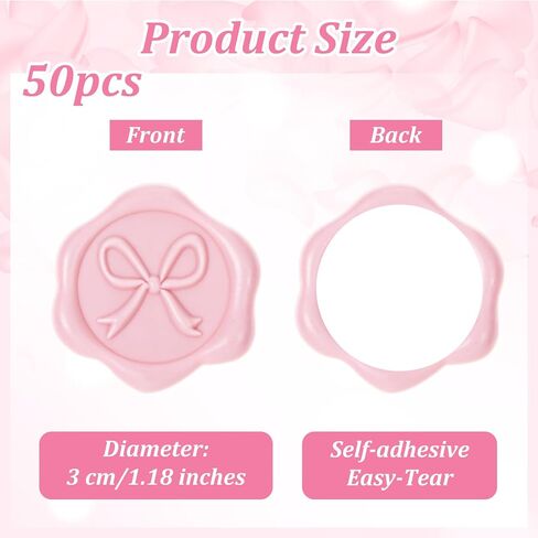 50 Pcs Bow Wax Seal Stickers Envelope Seal Stickers for Wedding 3D Self Adhesive Wax Stamp Sticker Decals for Invitation Baby Shower Greeting Cards Gift Wrapping(Gold) in Saudi Arabia