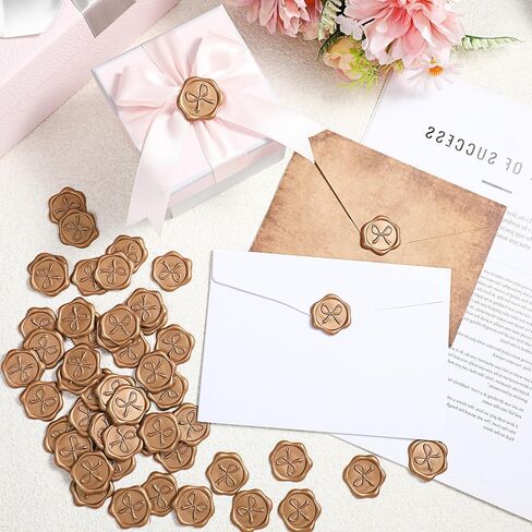 50 Pcs Bow Wax Seal Stickers Envelope Seal Stickers for Wedding 3D Self Adhesive Wax Stamp Sticker Decals for Invitation Baby Shower Greeting Cards Gift Wrapping(Gold) in Kuwait