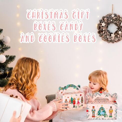Honoson 24 Pcs Christmas Nutcracker Gifts Boxes with Handles Holiday Treat Boxes Printed Pink Ballerina for Xmas Party Decorations Winter Wedding Birthday Supplies in Saudi Arabia