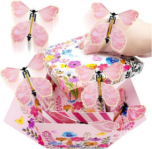 Timisea Christmas Explosion Box,Butterfly Christmas Surprise Gift Box,Surprise Box,Contains Four Flying Butterflies,Suitable for Party Supplies in Saudi Arabia