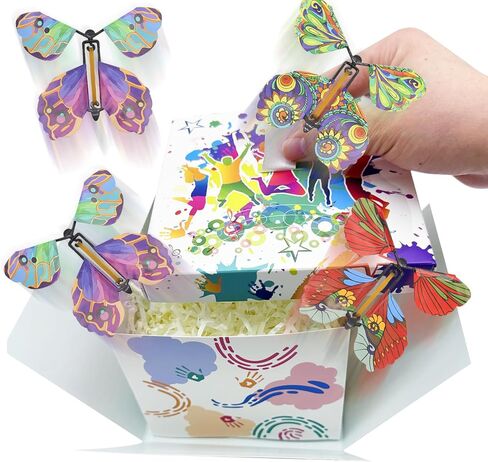 Timisea Christmas Explosion Box,Butterfly Christmas Surprise Gift Box,Surprise Box,Contains Four Flying Butterflies,Suitable for Party Supplies in Saudi Arabia