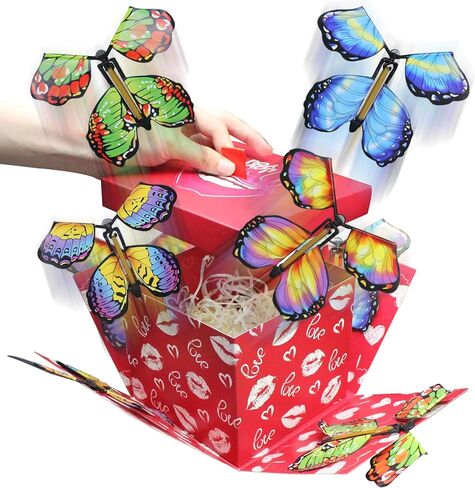Timisea Christmas Explosion Box,Butterfly Christmas Surprise Gift Box,Surprise Box,Contains Four Flying Butterflies,Suitable for Party Supplies in Saudi Arabia