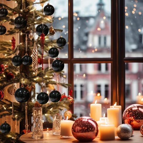 AMS 34ct Christmas Ball Mini Ornaments Party Decorations Shatterproof Festival Pendant Hangings for Xmas Tree Decor(1.57''/40mm,Blue) in Kuwait