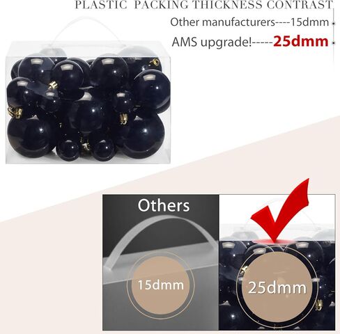 AMS 34ct Christmas Ball Mini Ornaments Party Decorations Shatterproof Festival Pendant Hangings for Xmas Tree Decor(1.57''/40mm,Blue) in Kuwait