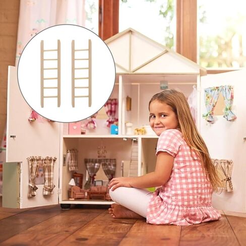 NUOBESTY 2pcs Mini Wooden Ladders Miniature Wood Craft Ladder for Dollhouse Decorative Props in Saudi Arabia