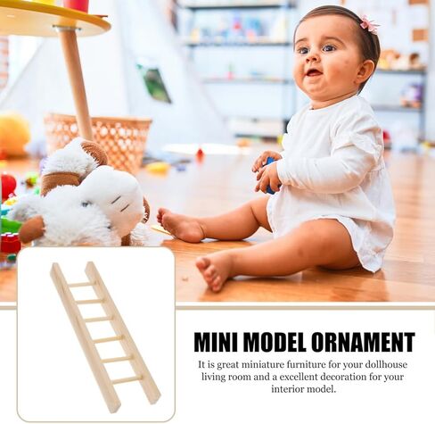 NUOBESTY 2pcs Mini Wooden Ladders Miniature Wood Craft Ladder for Dollhouse Decorative Props in Saudi Arabia
