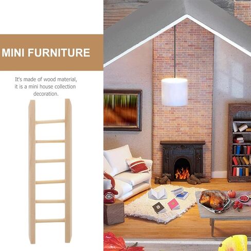 NUOBESTY 2pcs Mini Wooden Ladders Miniature Wood Craft Ladder for Dollhouse Decorative Props in Saudi Arabia