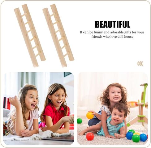 NUOBESTY 2pcs Mini Wooden Ladders Miniature Wood Craft Ladder for Dollhouse Decorative Props in Saudi Arabia