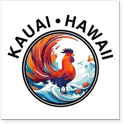 CafePress Kauai Hawaii Rooster (مع حروف سوداء) مغناطيس سيارة مربع، شاشة ممتصة للصدمات مغناطيسية in Saudi Arabia