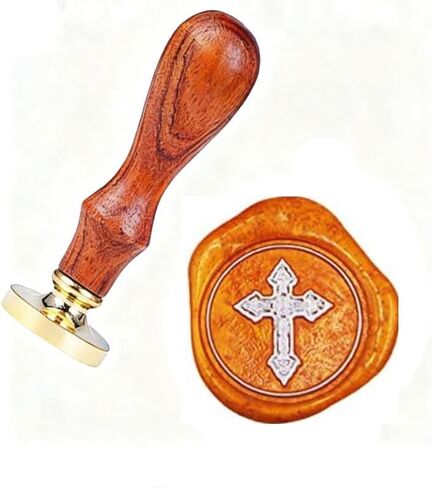 YGHM Vintage Jesus Cross Wax Seal Kit - Natural Rosewood Handle | Perfect for Christian Gift Decor, Church Wedding Invites, Religious Letters & Wine Package Sealing in Saudi Arabia