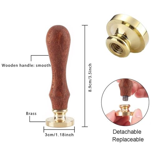 باقة ختم شمع القمح من CRASPIRE - ختم خشبي عتيق 30 مم مع رأس نحاسي قابل للإزالة لدعوات الزفاف، والأظرف، والهالوين، والكريسماس، وتغليف هدايا عيد الشكر in Kuwait
