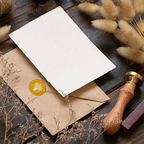 باقة ختم شمع القمح من CRASPIRE - ختم خشبي عتيق 30 مم مع رأس نحاسي قابل للإزالة لدعوات الزفاف، والأظرف، والهالوين، والكريسماس، وتغليف هدايا عيد الشكر in Kuwait