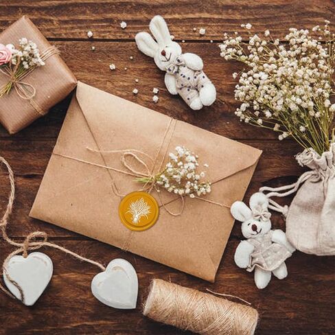 باقة ختم شمع القمح من CRASPIRE - ختم خشبي عتيق 30 مم مع رأس نحاسي قابل للإزالة لدعوات الزفاف، والأظرف، والهالوين، والكريسماس، وتغليف هدايا عيد الشكر in Kuwait