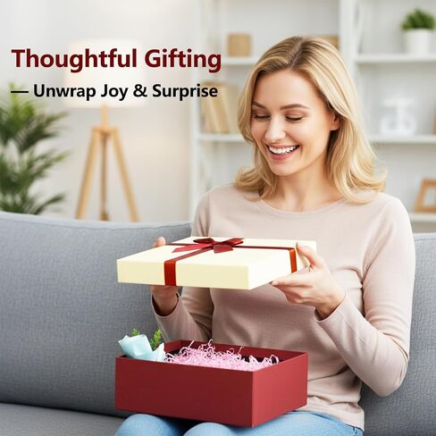 صندوق هدايا Giftilious للهدايا - مجموعة من 4 صناديق هدايا أنيقة مع أغطية، لمسة نهائية فاخرة وشريط من الساتان، صندوق هدايا مثالي لعيد الميلاد، جاهز للهدايا - لا يتطلب تجميعًا in Kuwait