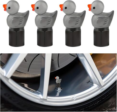 BESULEN لطيف بطة سيارة الإطارات صمام الجذعية غطاء، 4PCS للماء يتوهج في الظلام عجلة السيارة صمام الهواء غطاء الجذعية، مثيرة للاهتمام اكسسوارات السيارات الإطارات الزخرفية، صالح العالمي (أسود) in Saudi Arabia