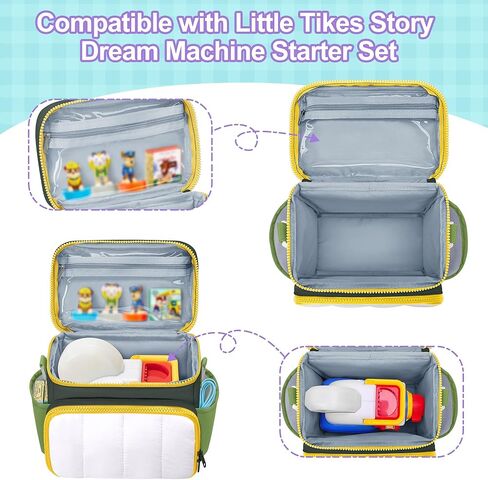 حقيبة حمل LoDrid متوافقة مع مجموعة كتب Little Tikes Story Dream Machine للمبتدئين، حقيبة تخزين خفيفة الوزن للسفر مع جيوب متعددة لجهاز العرض، كتاب القصص/الشخصيات، أخضر، حقيبة فقط in Saudi Arabia