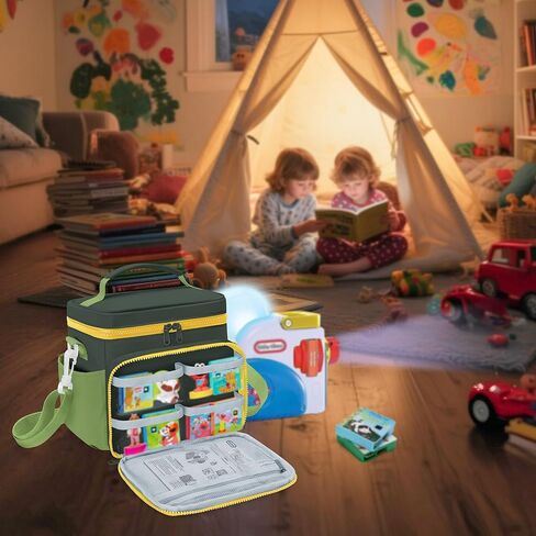 حقيبة حمل LoDrid متوافقة مع مجموعة كتب Little Tikes Story Dream Machine للمبتدئين، حقيبة تخزين خفيفة الوزن للسفر مع جيوب متعددة لجهاز العرض، كتاب القصص/الشخصيات، أخضر، حقيبة فقط in Saudi Arabia
