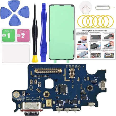 استبدال منفذ لوحة شحن USB لهاتف Galaxy S22 Ultra، SM-S908U SM-S908U1 موصل لوحة قاعدة من النوع C لهاتف Samsung S22 Ultra مع الأدوات والتعليمات in Kuwait