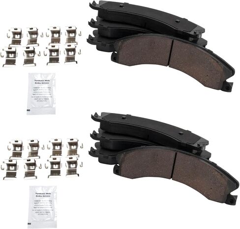 Front and Rear Brake Pad Set Ceramic Hardware Compatible with 2012-2019 Chevrolet Silverado 2500 HD 2011-2019 Silverado 3500 HD 2016-2019 Suburban 3500 HD GMC Sierra 2500 HD Sierra 3500 HD in Saudi Arabia