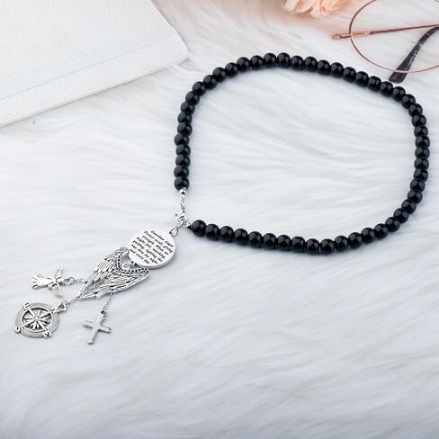 FEELMEM Guardian Angel صلاة السيارة سحر السائق الحاضر Guardian Angel يحميني وركابي قلادة مرآة الرؤية الخلفية in Saudi Arabia