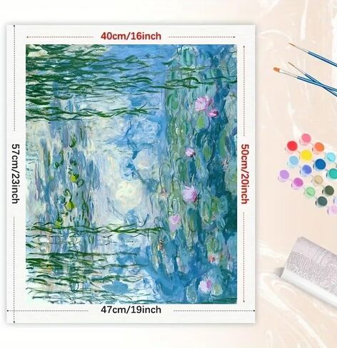 Impressionist Paint by Numbers Kit for Adults - DIY Water Lilies with Hanging Willow Painting on Canvas 16x20 Inches, Acrylic Paint Set for Beginners, Monet-Inspired Art for Home Decoration or Gift in Saudi Arabia