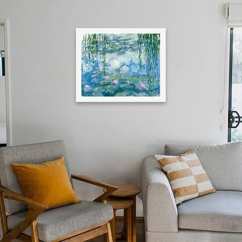 Impressionist Paint by Numbers Kit for Adults - DIY Water Lilies with Hanging Willow Painting on Canvas 16x20 Inches, Acrylic Paint Set for Beginners, Monet-Inspired Art for Home Decoration or Gift in Saudi Arabia