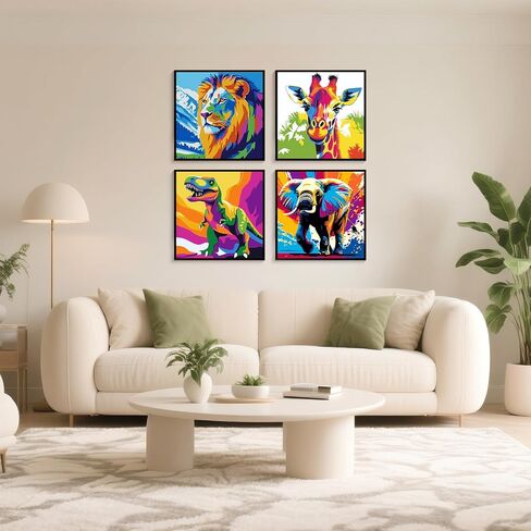 4 عبوات من مجموعات الطلاء بالأرقام للمناظر الطبيعية للبالغين والأطفال المبتدئين، مجموعات الطلاء بالأرقام سهلة التأطير للبالغين على قماش مؤطر خشبي، لوحة ألوان أكريليك DIY حسب الرقم لهدية ديكور المنزل مقاس 8 × 8 بوصة in Kuwait