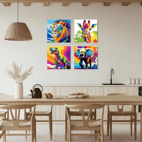 4 عبوات من مجموعات الطلاء بالأرقام للمناظر الطبيعية للبالغين والأطفال المبتدئين، مجموعات الطلاء بالأرقام سهلة التأطير للبالغين على قماش مؤطر خشبي، لوحة ألوان أكريليك DIY حسب الرقم لهدية ديكور المنزل مقاس 8 × 8 بوصة in Kuwait