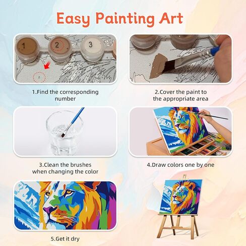 4 عبوات من مجموعات الطلاء بالأرقام للمناظر الطبيعية للبالغين والأطفال المبتدئين، مجموعات الطلاء بالأرقام سهلة التأطير للبالغين على قماش مؤطر خشبي، لوحة ألوان أكريليك DIY حسب الرقم لهدية ديكور المنزل مقاس 8 × 8 بوصة in Kuwait