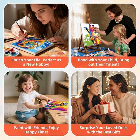 4 عبوات من مجموعات الطلاء بالأرقام للمناظر الطبيعية للبالغين والأطفال المبتدئين، مجموعات الطلاء بالأرقام سهلة التأطير للبالغين على قماش مؤطر خشبي، لوحة ألوان أكريليك DIY حسب الرقم لهدية ديكور المنزل مقاس 8 × 8 بوصة in Kuwait