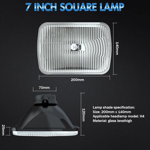 7x5 Inch Crystal Glass Housing Headlight, Headlamp Glass Transparent Lampshade, Compatible with H4 H6054, 2PCS in Saudi Arabia
