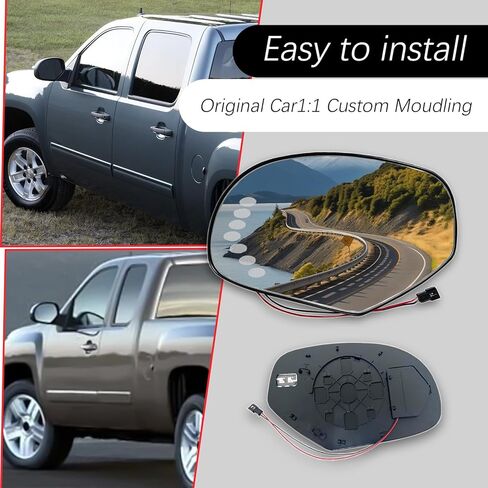 Passenger Right Side Heated Mirror Glass Compatible with 2007-2014 Chevy Silverado Suburban Tahoe Avalanche GMC Sierra Yukon Cadillac Escalade Right Side Convex Mirrorr With Turn Signal in Saudi Arabia
