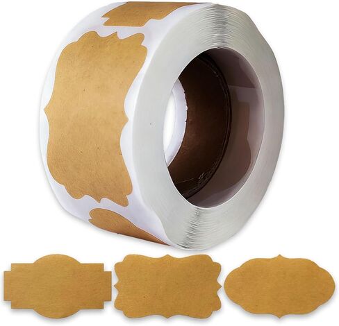 300pcs Kraft Gift Labels Stickers Tags, Handmade Christmas Labels Sticky Blank Present Labels for Canning Jars (Classic) in Saudi Arabia