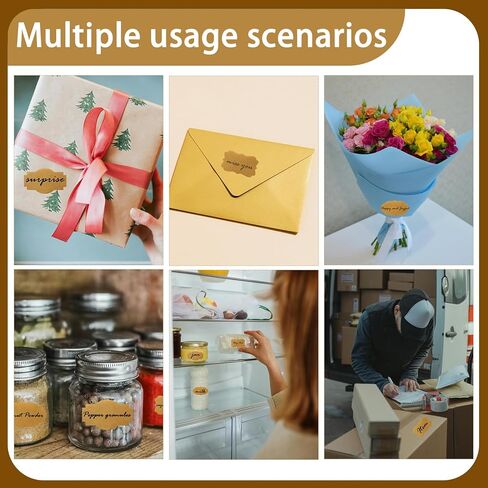 300pcs Kraft Gift Labels Stickers Tags, Handmade Christmas Labels Sticky Blank Present Labels for Canning Jars (Classic) in Saudi Arabia