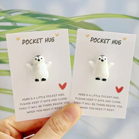 2PCS Pocket Hug Greeting Card Set - Cute Penguin for Long Distance | Comforting Gift Valentine's Christmas Birthday in Saudi Arabia