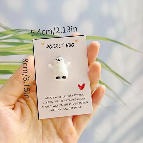 2PCS Pocket Hug Greeting Card Set - Cute Penguin for Long Distance | Comforting Gift Valentine's Christmas Birthday in Saudi Arabia