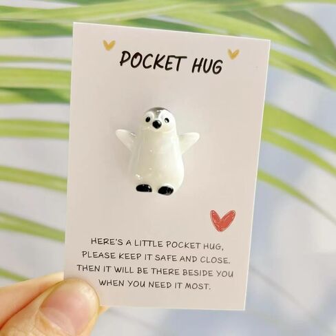 2PCS Pocket Hug Greeting Card Set - Cute Penguin for Long Distance | Comforting Gift Valentine's Christmas Birthday in Saudi Arabia