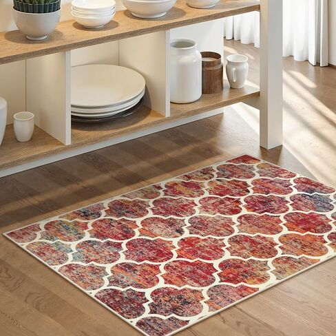 سجادة Lahome المغربية للمطبخ - 2'6'' x 8' عداء للممرات، سجاد غرفة نوم غير قابل للانزلاق وقابل للغسل، سجادة غرفة غسيل منخفضة الوبر، عداء سجاد ملون متعثر لغرفة المعيشة في المدخل in Kuwait
