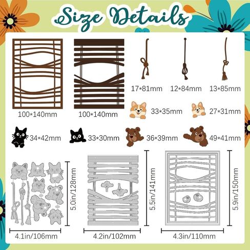 Blinds Animals Cutting Dies Cats Bears Dogs Card Making Die Stencil Carbon Steel Die Cuts Card Scrapbooking Embossing Template Dies for Greeting Cards Paper Craft Album Invitation Decor in Kuwait