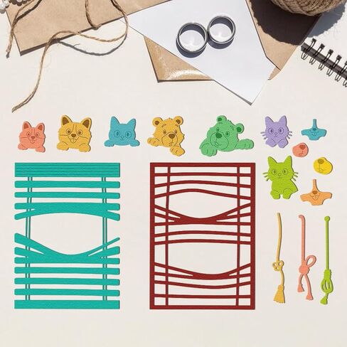 Blinds Animals Cutting Dies Cats Bears Dogs Card Making Die Stencil Carbon Steel Die Cuts Card Scrapbooking Embossing Template Dies for Greeting Cards Paper Craft Album Invitation Decor in Kuwait
