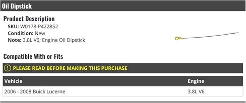 Oil Dipstick - Compatible with 2006-2008 Buick Lucerne 3.8L V6 in Saudi Arabia