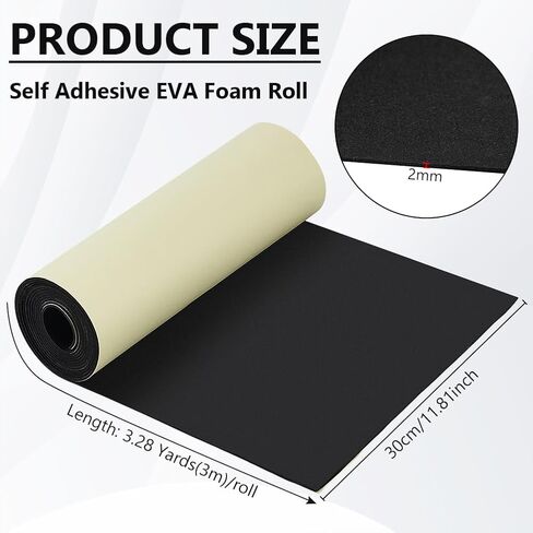 BENECREAT 118x11.8 Inch Black Self Adhesive EVA Foam Roll, 3mm Thick Adhesive Craft Foam Roll for Furniture Protecting, Gap Filling, Costumes, DIY Craft Project in Saudi Arabia
