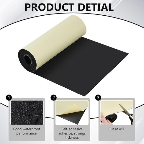 BENECREAT 118x11.8 Inch Black Self Adhesive EVA Foam Roll, 3mm Thick Adhesive Craft Foam Roll for Furniture Protecting, Gap Filling, Costumes, DIY Craft Project in Saudi Arabia