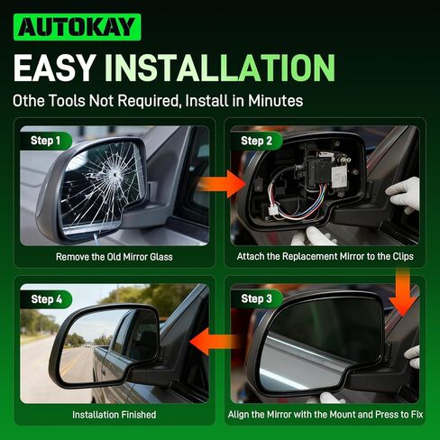 AUTOKAY 12477843 Left Driver Side Mirror Compatible with 1999-2007 Chevy Silverado Avalanche Suburban Tahoe, GMC Sierra Yukon, Cadillac Escalade ESV EXT, Exterior Rearview Mirror with Clear Vision in Saudi Arabia