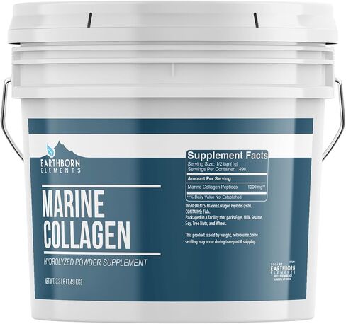 Earthborn Elements Hydrolyzed Marine Collagen Peptides Powder 1 Gallon Bucket, Pure & Undiluted, Dietary Supplement in Saudi Arabia