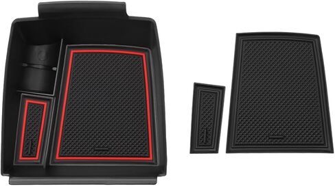 منظم وحدة التحكم المركزية من Autoorder لـ 2021 2022 2023 2024 Kia ​​K5 GT Line Accessories صندوق تخزين مسند الذراع صينية إدخال ثانوية مع حصيرة سوداء in Saudi Arabia